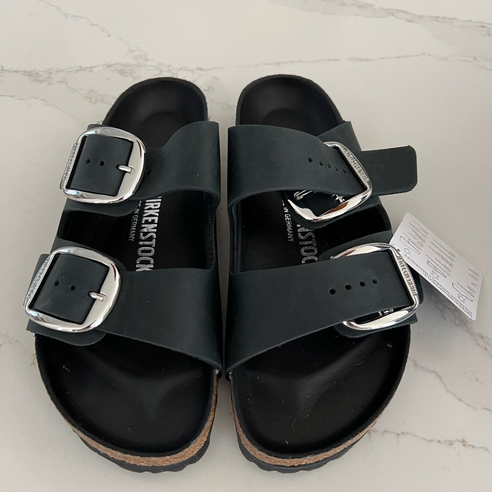 Birkenstock Arizona Big Buckle Black Leather Sandals